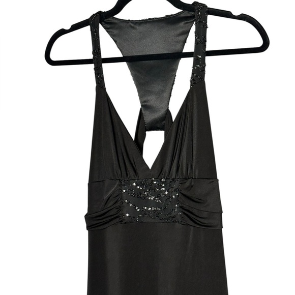 Deadstock NWTJessica McClintock Gunne Sax Black Dress Maxi Open Back Gown Sz 8 - Picture 2 of 9